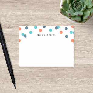 Personalisiert Fun Dark Blue Orange Confetti Post-it Klebezettel