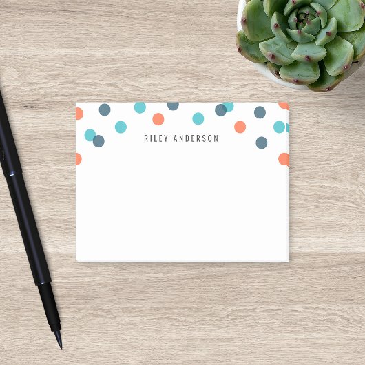 Personalisiert Fun Dark Blue Orange Confetti Post-it Klebezettel