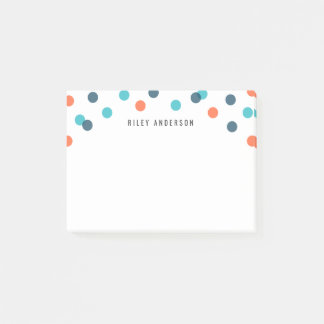 Personalisiert Fun Dark Blue Orange Confetti Post-it Klebezettel