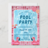 Personalisiert Fun Pool Party Geburtstag Einladung (Vorderseite)