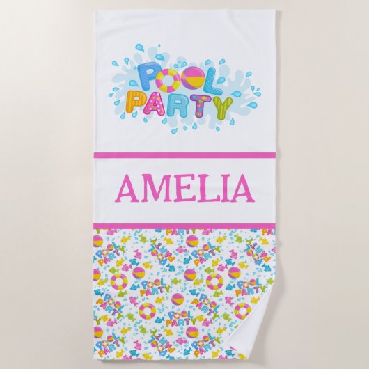 Personalisiert Fun Pool Party Strandtuch (Vorderseite)