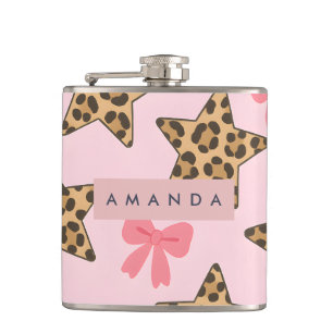 Personalisiert Fun Tiger Print Star Muster Flachmann
