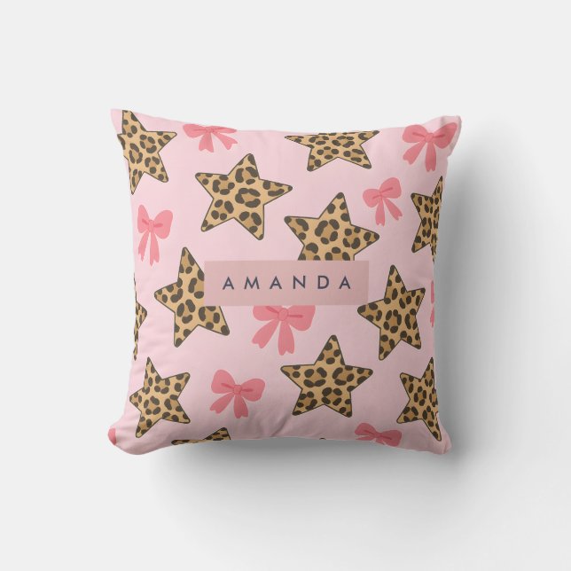Personalisiert Fun Tiger Print Star Muster Kissen (Vorderseite)