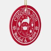 Personalisiert Funny 2020 Masked & Frohe Weihnacht Keramik Ornament (Rechts)