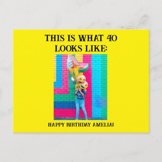 Personalisiert Funny 40. Meilenstein Geburtstag Postkarte (Vorderseite)