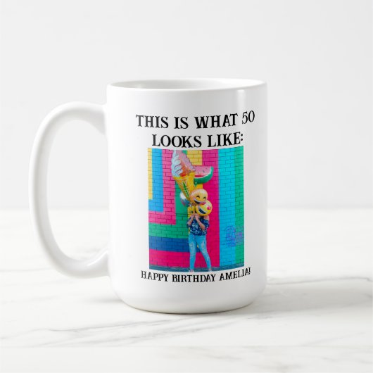 Personalisiert Funny 50. Meilenstein Geburtstag Kaffeetasse (Links)