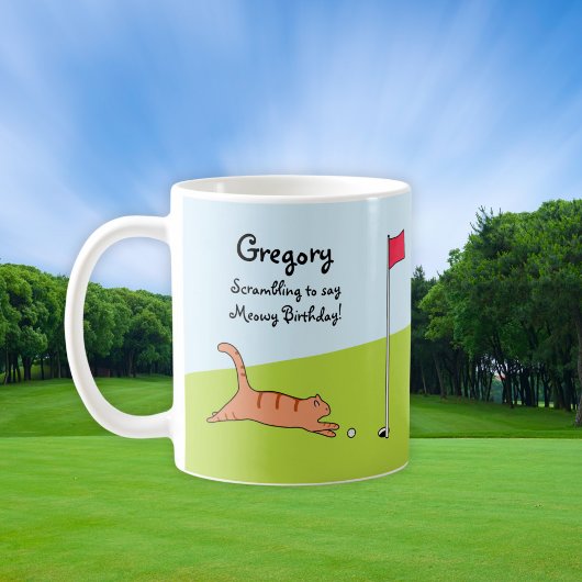 Personalisiert Funny Birthday Cartoon Cat Golf Jok Kaffeetasse