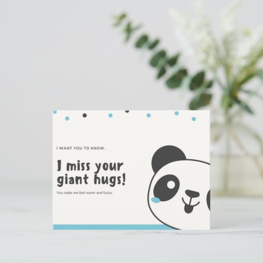 Personalisiert - Funny Blue Panda Postkarte (Stehend Vorderseite)