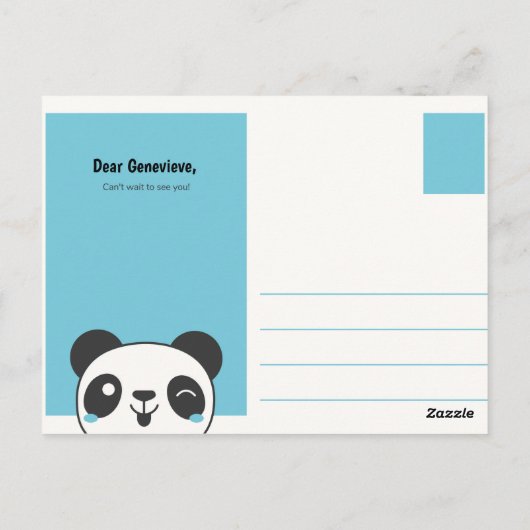 Personalisiert - Funny Blue Panda Postkarte (Rückseite)