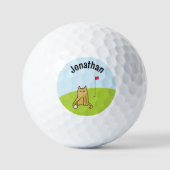 Personalisiert Funny Cartoon Cat Golf Joke Golfball (Vorderseite)
