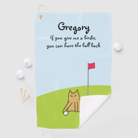 Personalisiert Funny Cartoon Cat Golf Joke Golfhandtuch (Insitu)