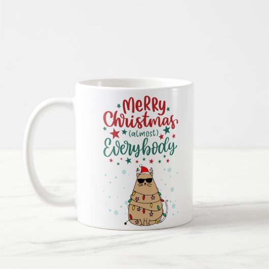 Personalisiert Funny Cat Frohe Weihnachtsfeier Tas Kaffeetasse (Links)