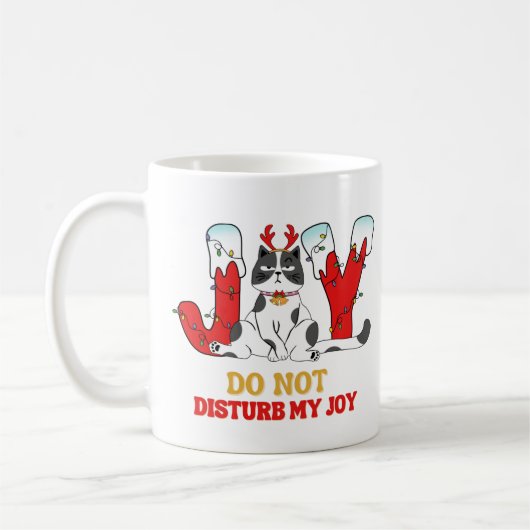 Personalisiert Funny Cat Joy Weihnachtsfeier Tasse (Links)