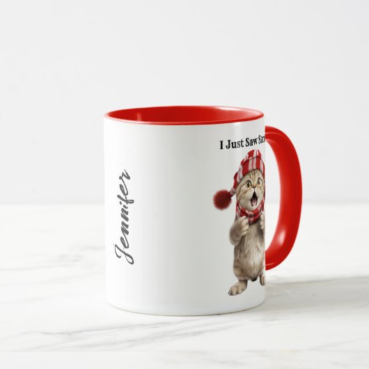 Personalisiert Funny Cat Weihnachten Tasse (VorderseiteRechts)