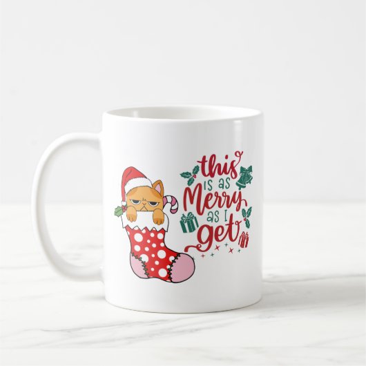 Personalisiert Funny Cat Weihnachten Tasse (Links)
