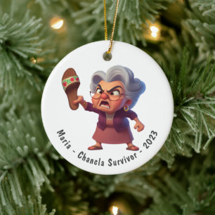 Personalisiert Funny Chancla Survivor Navidad Keramik Ornament