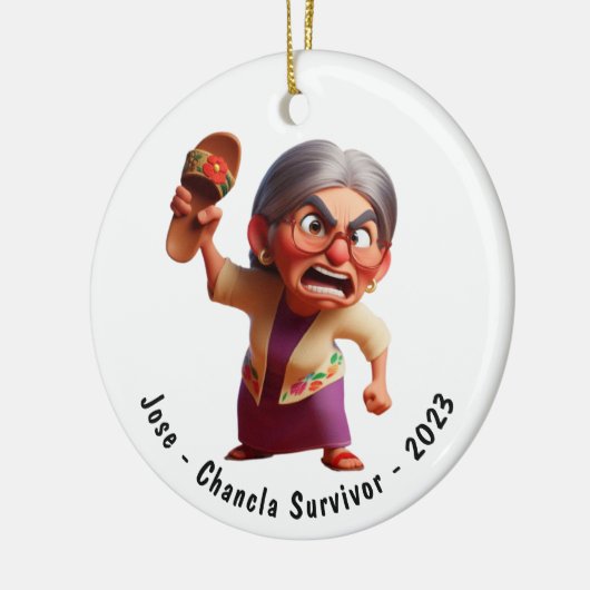 Personalisiert Funny Chancla Survivor Navidad Keramik Ornament (Links)