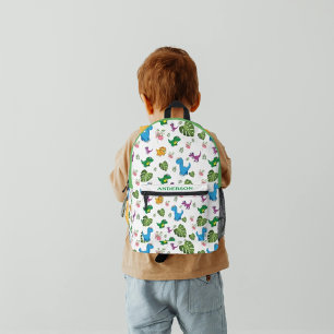 Personalisiert Funny Dinosaur, Blätter Muster Bedruckter Rucksack