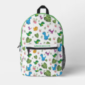 Personalisiert Funny Dinosaur, Blätter Muster Bedruckter Rucksack (Vorderseite)