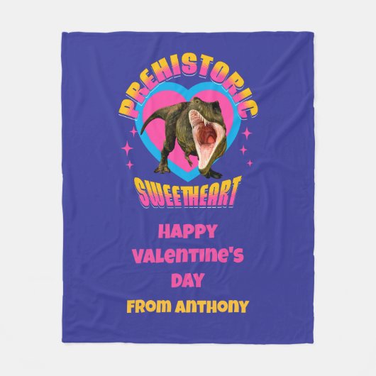 Personalisiert Funny Dinosaur Valentinstag Fleecedecke (Vorderseite)