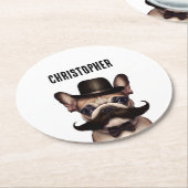 Personalisiert Funny Dog Runder Pappuntersetzer (Angewinkelt)