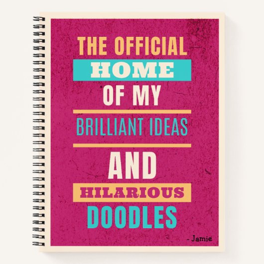 Personalisiert Funny Doodles Pink Script Typografy Notizblock (Vorderseite)