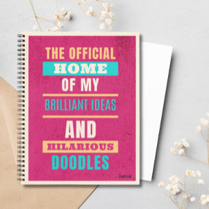 Personalisiert Funny Doodles Pink Script Typografy Notizblock
