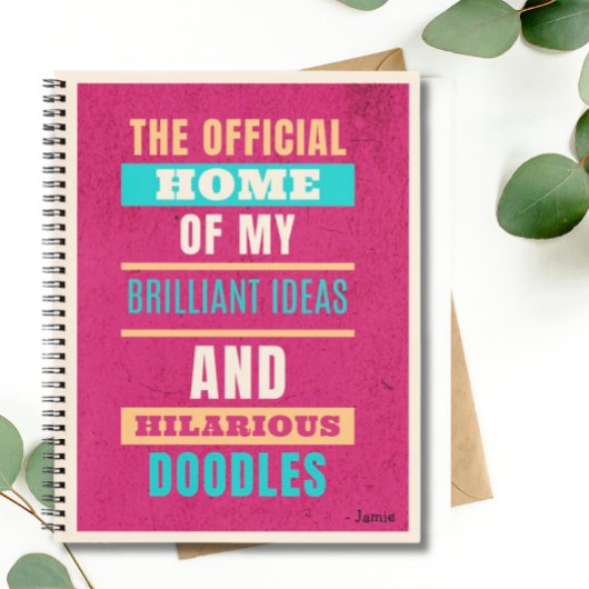 Personalisiert Funny Doodles Pink Script Typografy Notizblock