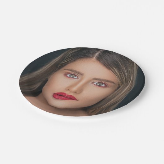 Personalisiert Funny Face Selfie Pappteller (Schrägansicht)