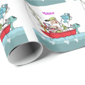 Personalisiert Funny Fishing Cartoon Geschenkpapier (Rolleneckpunkt)