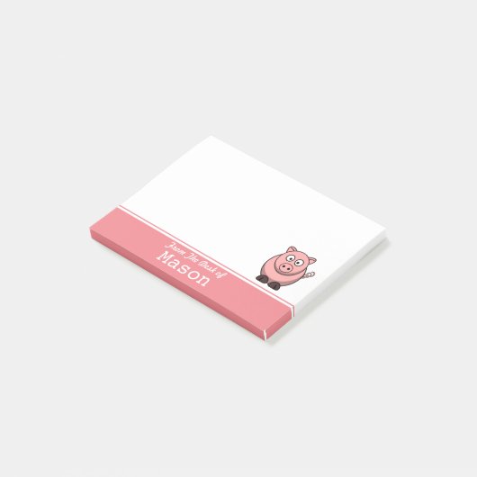 Personalisiert Funny Funny Pink Pig Post-it Klebezettel (angewinkelt)