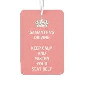 Personalisiert Funny Girly Behalte Ruhe Pink Fahre Autolufterfrischer (Rückseite)