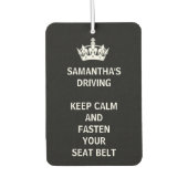 Personalisiert Funny Girly Behielt Calm Black Autolufterfrischer (Vorderseite)