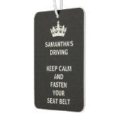 Personalisiert Funny Girly Behielt Calm Black Autolufterfrischer (Links)