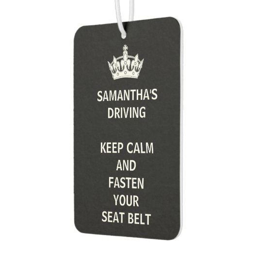 Personalisiert Funny Girly Behielt Calm Black Autolufterfrischer (Links)