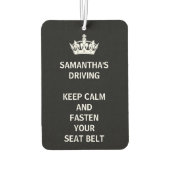 Personalisiert Funny Girly Behielt Calm Black Autolufterfrischer (Rückseite)