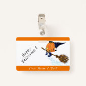 Personalisiert Funny Halloween Abzeichen Hexenkürb Ausweis (Rückseite mit Klammer)