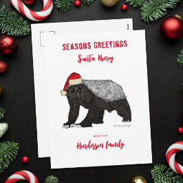 Personalisiert Funny Honey Badger Santa Feiertagspostkarte