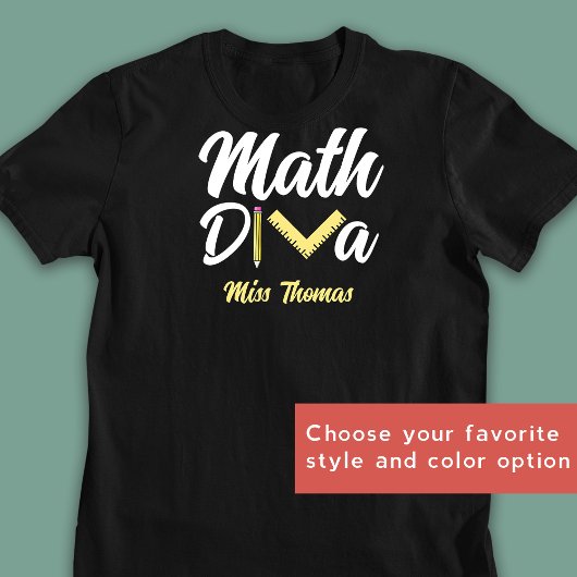 Personalisiert Funny Mathe Diva Lehrer T-Shirt
