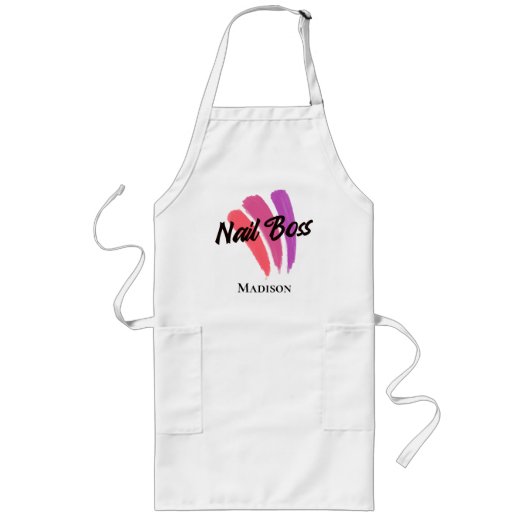 Personalisiert Funny Nail Tech Lange Schürze (Vorne)