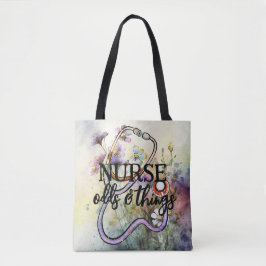 Personalisiert Funny Nurse Floral Stethoscope Boho Tasche