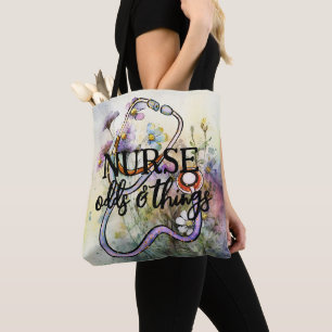 Personalisiert Funny Nurse Floral Stethoscope Boho Tasche