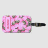 Personalisiert Funny Pink Cat Gepäckanhänger (Vorderseite (Horizontal))