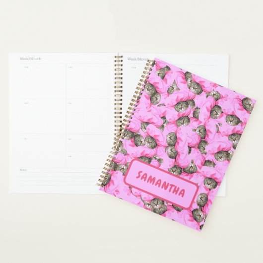 Personalisiert Funny Pink Cat Planer (Anzeige)