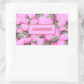 Personalisiert Funny Pink Cat Rechteckiger Aufkleber (Tasche)