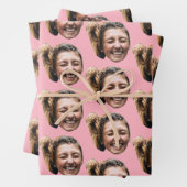 Personalisiert Funny Pink Custom Face Foto Girl Geschenkpapier Set (Beispiel)