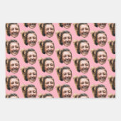 Personalisiert Funny Pink Custom Face Foto Girl Geschenkpapier Set (Vorderseite)
