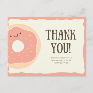 Personalisiert - Funny Pink Donut Dessert Danke Postkarte