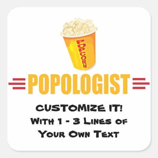 Personalisiert Funny Popcorn Quadratischer Aufkleber (Vorderseite)