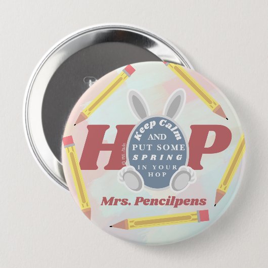 Personalisiert Funny Spring Behielt Calm Teacher M Button (Vorne & Hinten)